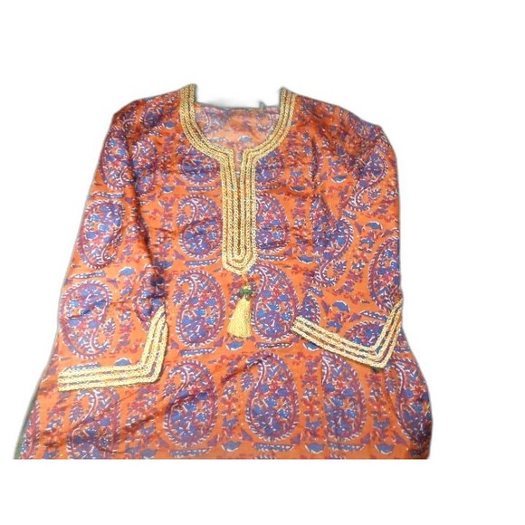 Soft Surrounding Made in India Embroidered with Gold tassel stitched Tunic Sz L - Picture 1 of 7